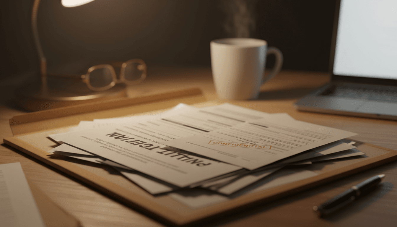 Close-up of an open driver qualification file with paperwork