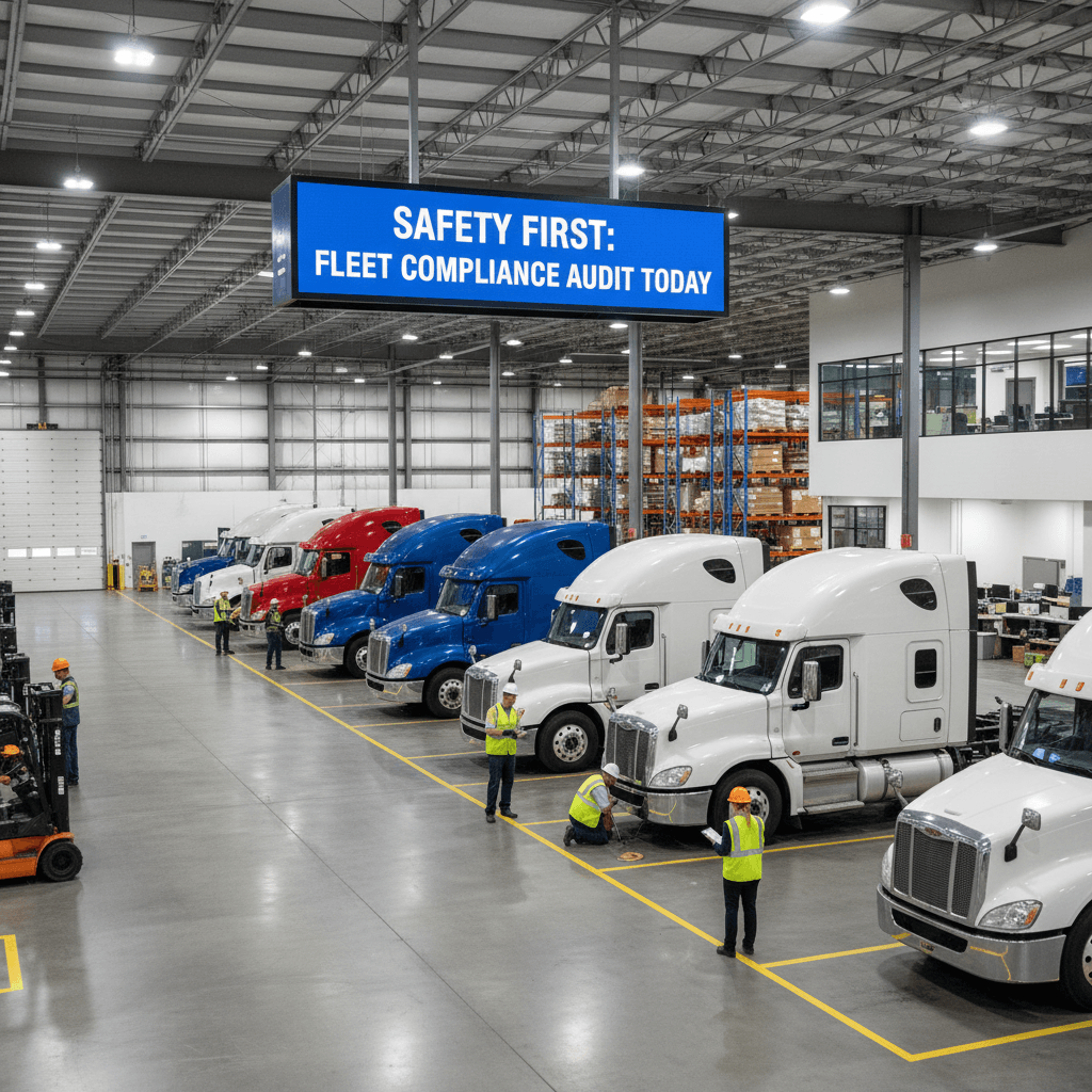Truck fleet safety inspection in warehouse