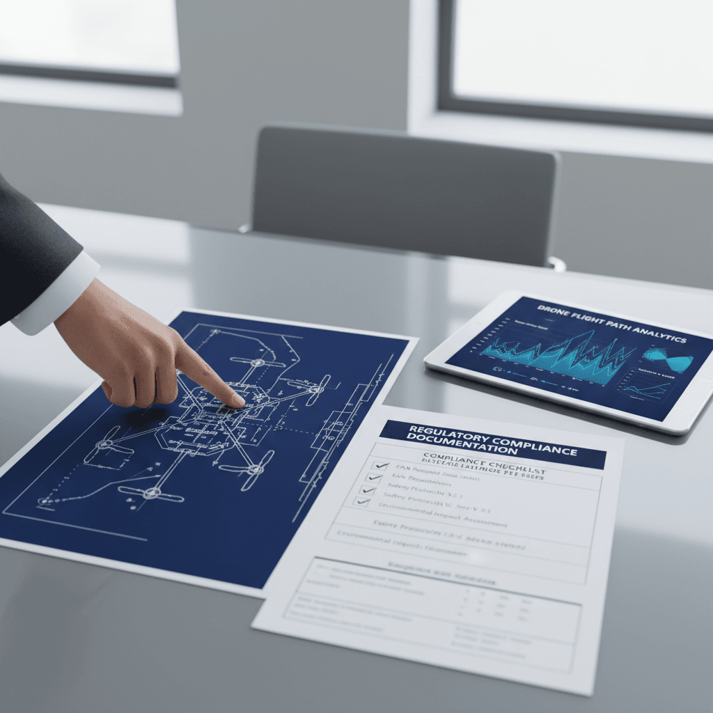 Professional consultant reviewing regulatory documents in a modern Atlanta office